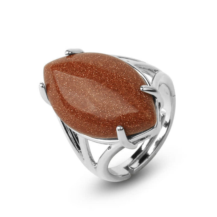 Anillo ajustable con forma de semilla de melón y amatista de Olivenorma