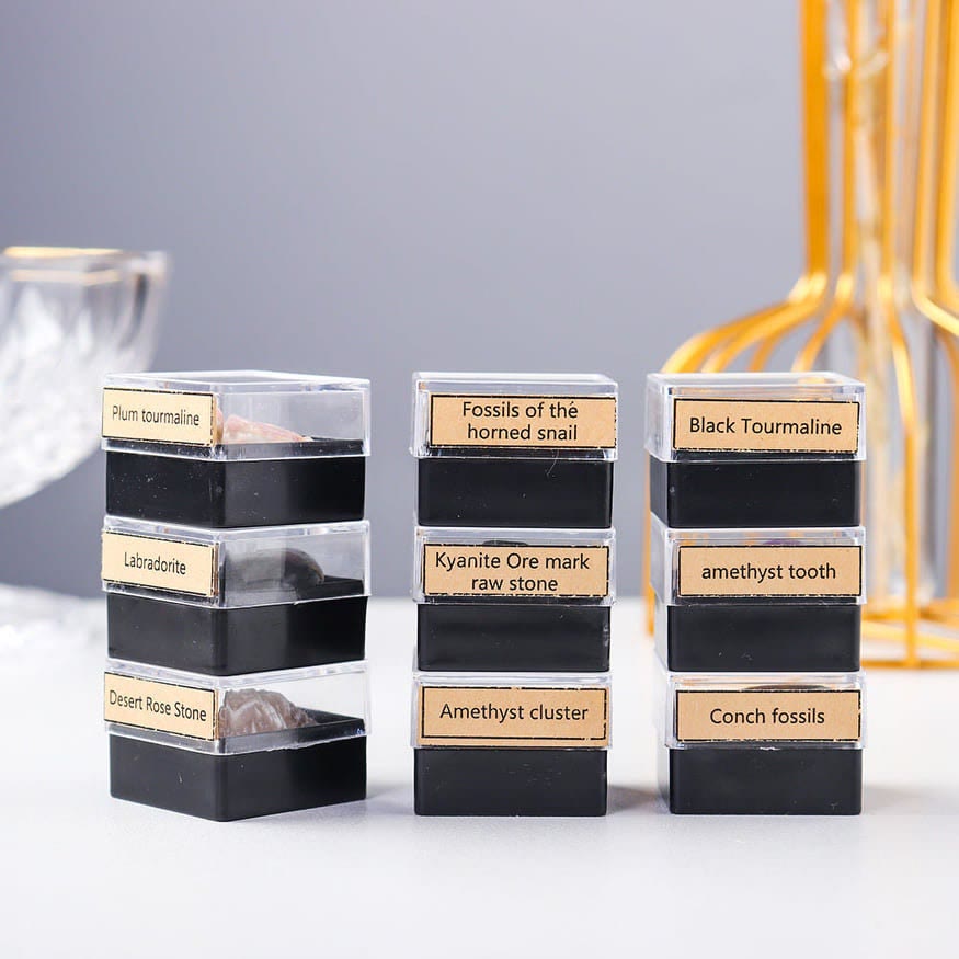 Juego de 9 cristales naturales Olivenorma en caja de regalo