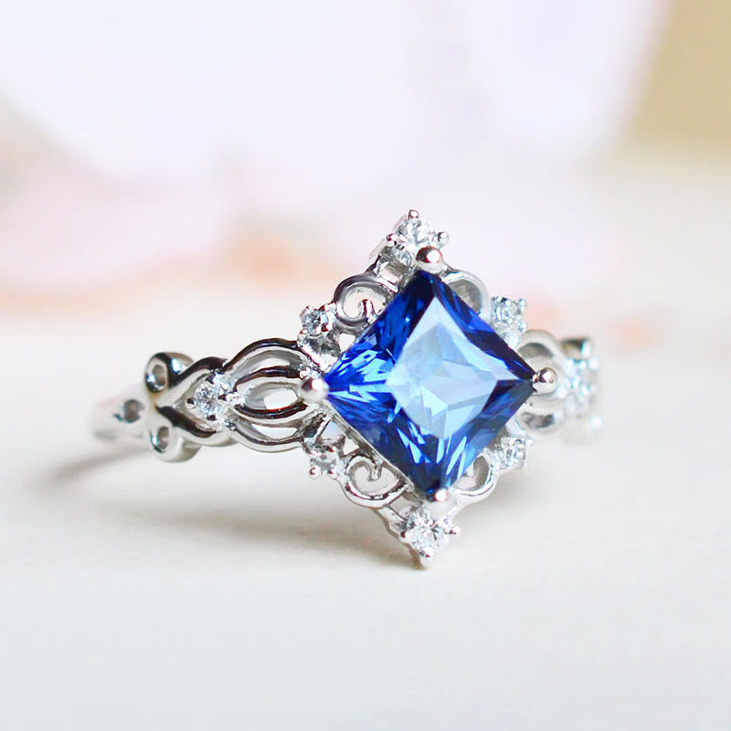 Anillo de zafiro cuadrado Olivenorma