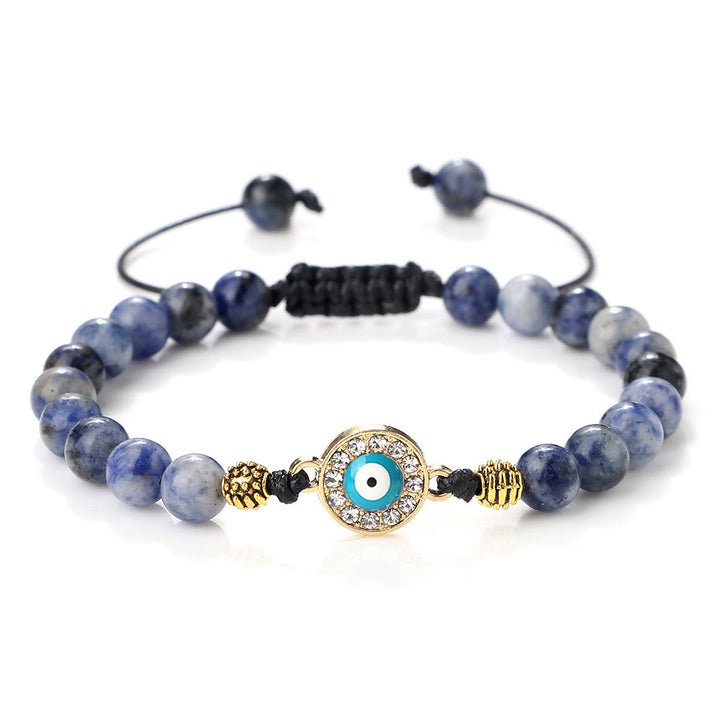 Pulsera de cuentas de circonita de piedra natural de 6 mm de Olivenorma 