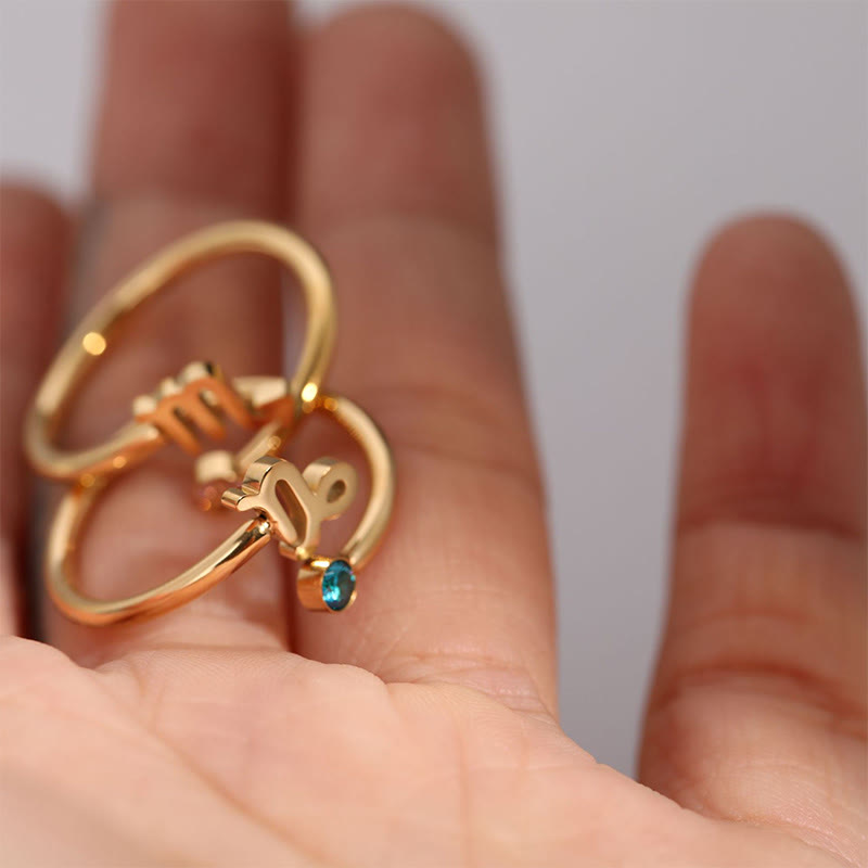 Anillo con piedra de nacimiento del zodíaco Olivenorma
