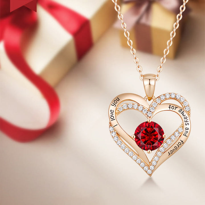 Olivenorma "Te amo por siempre y para siempre" - Collar de corazón en tono de nacimiento 