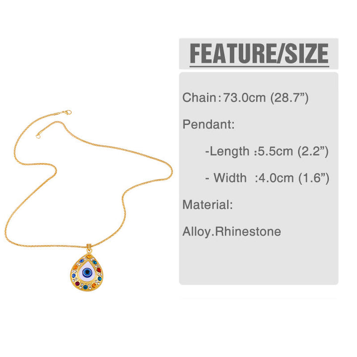 Collar con colgante de cadena tipo suéter con circonita y HAMSA de mal de ojo
