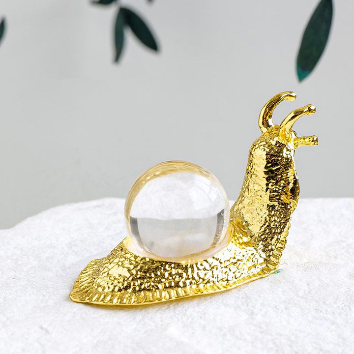 Soporte para bolas de cristal natural de Olivenorma, pequeño caracol decorativo con piedras preciosas