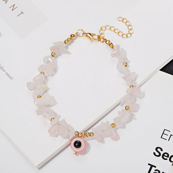 Pulsera con colgante de ojo malvado de grava de cristal natural de Olivenorma