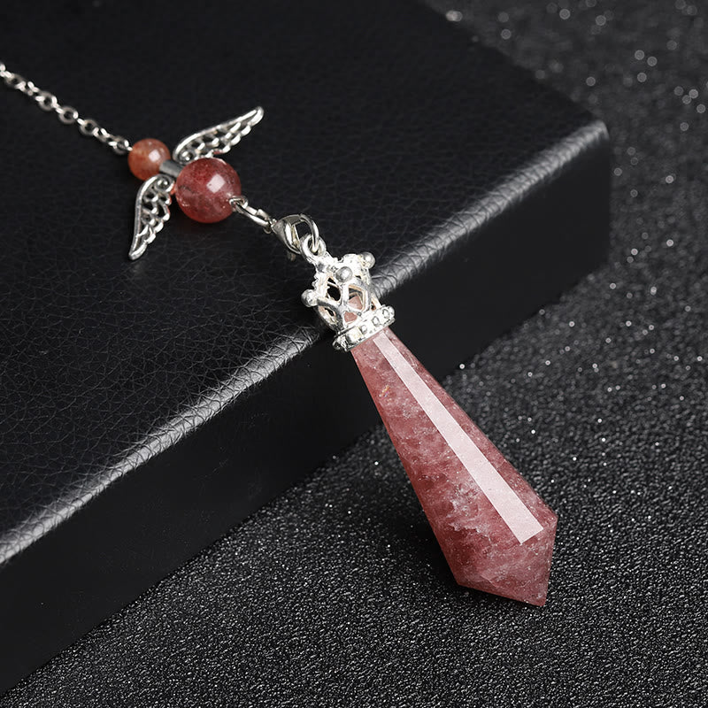 Péndulo de alas de ángel de cristal de labradorita de Olivenorma