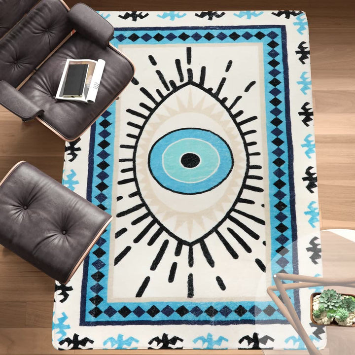 Alfombras lavables antibacterianas con diseño de ojo malvado azul de Olivenorma 