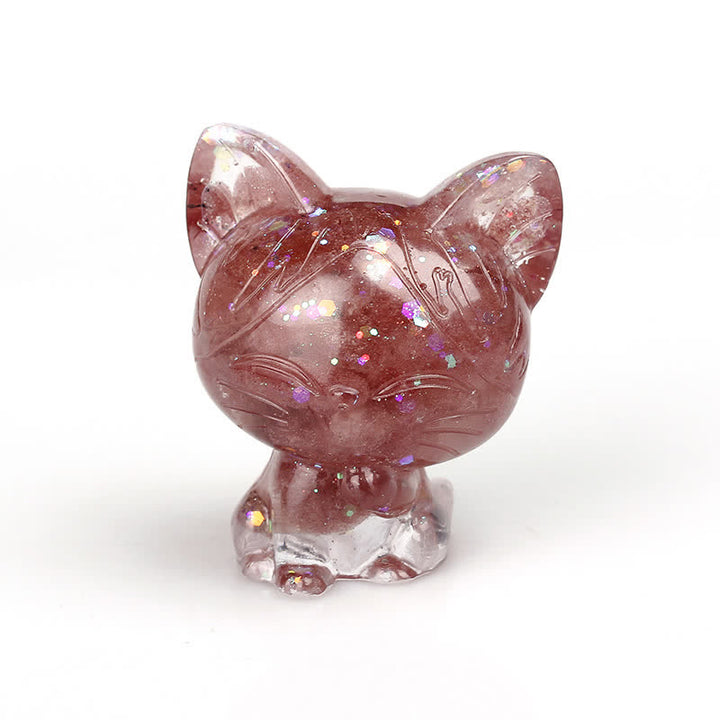 Adorno con piedras preciosas de gato de cristal natural de Olivenorma