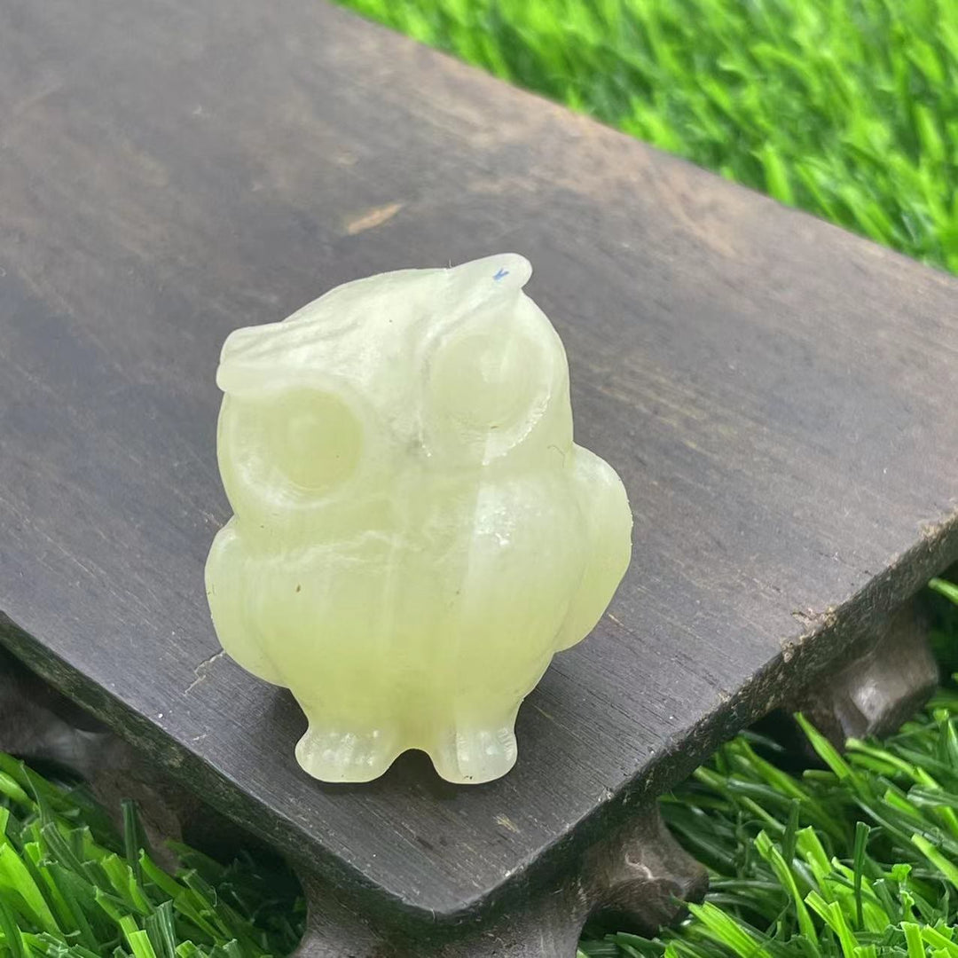 Adorno de búho de cristal natural de 3,5 cm de Olivenorma con piedras preciosas decorativas