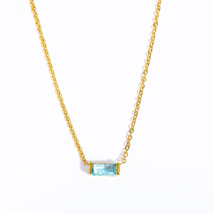 Collar de acero inoxidable con colgante rectangular sencillo de piedra natal de Olivenorma 
