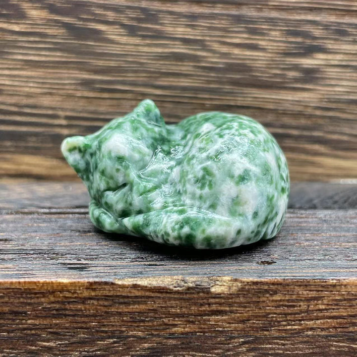 Adorno con piedras preciosas de gato de cristal natural de 4 cm de Olivenorma