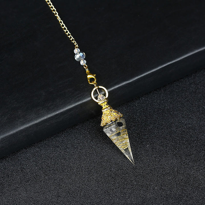 Péndulo piramidal hexagonal de resina de cristal natural de Olivenorma 
