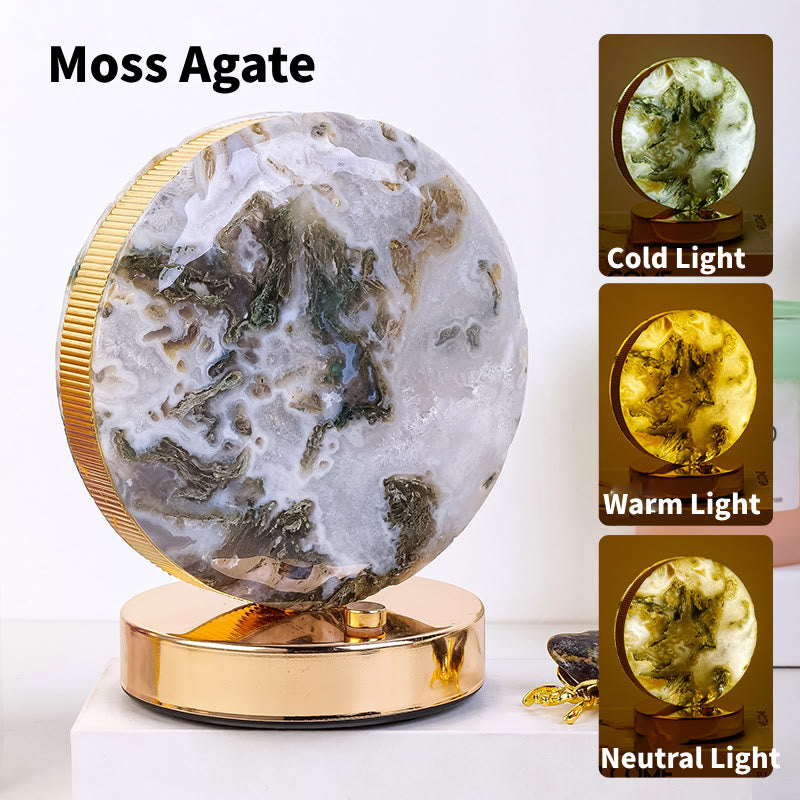 Lámpara de mesa de noche de piedra de cristal natural Olivenorma Decoración con piedras preciosas