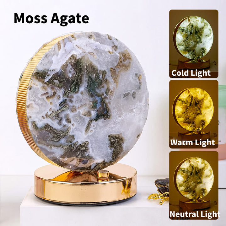 Lámpara de mesa de noche de piedra de cristal natural Olivenorma Decoración con piedras preciosas