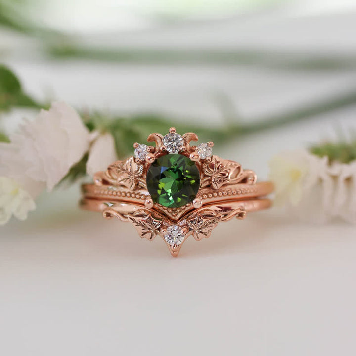 Anillo de cristal natural de esmeralda y alejandrita de Olivenorma
