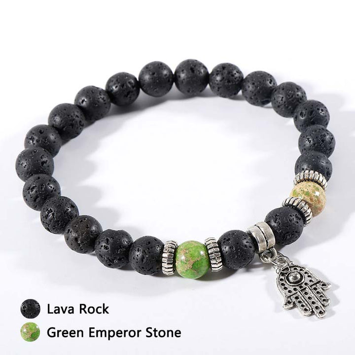 Pulsera de piedra de lava de ojo de tigre y malaquita 
