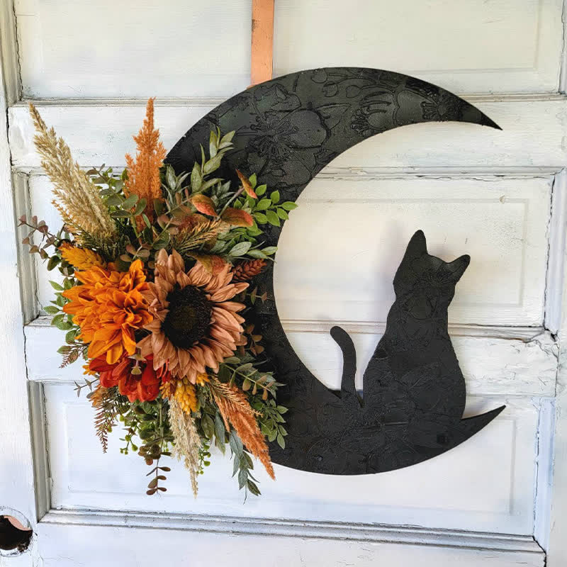Decoración de pared con luna celestial y gatito de Olivenorma