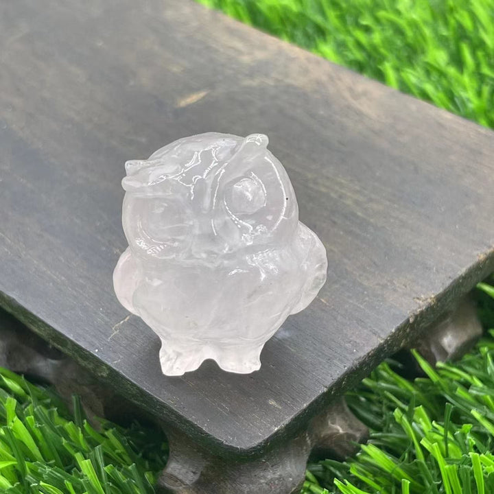 Adorno de búho de cristal natural de 3,5 cm de Olivenorma con piedras preciosas decorativas