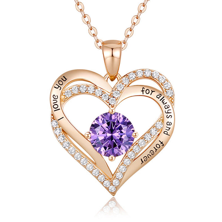 Olivenorma "Te amo por siempre y para siempre" - Collar de corazón en tono de nacimiento 