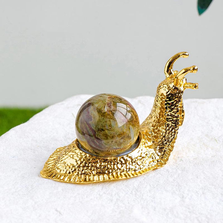 Soporte para bolas de cristal natural de Olivenorma, pequeño caracol decorativo con piedras preciosas