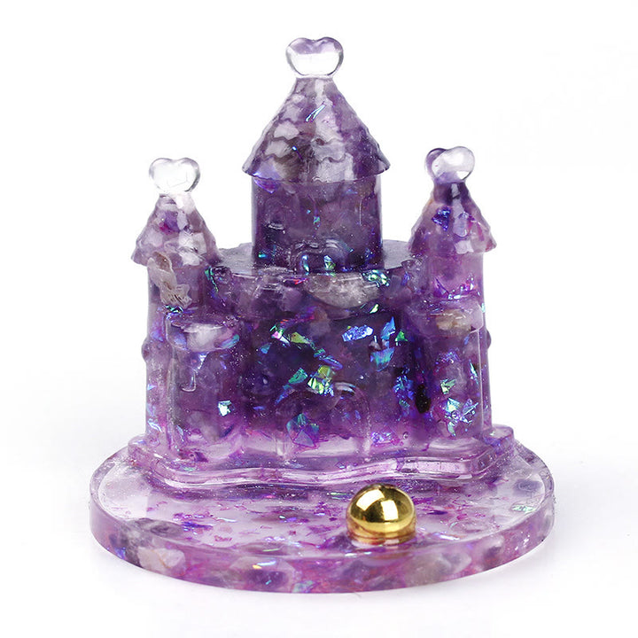 Soporte para teléfono móvil con castillo de epoxi y grava de cristal natural de Olivenorma
