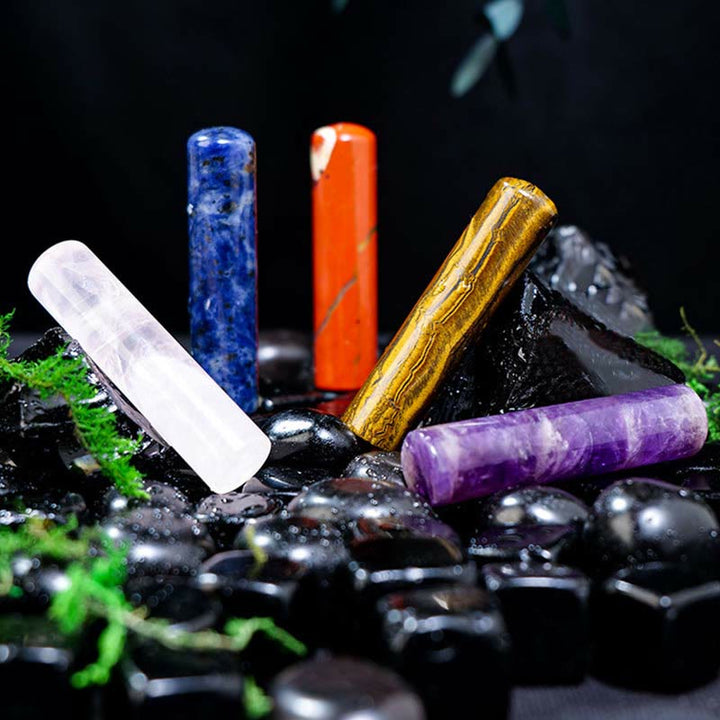 Adorno cilíndrico de cristal de chakra natural de Olivenorma, decoración con piedras preciosas