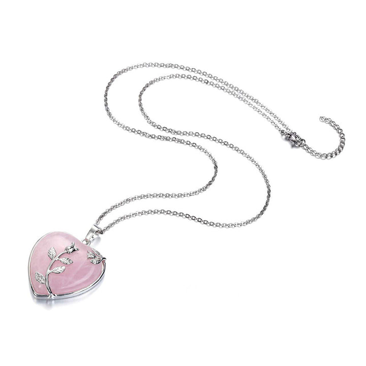 Collar de piedras preciosas rosas en forma de corazón de Olivenorma
