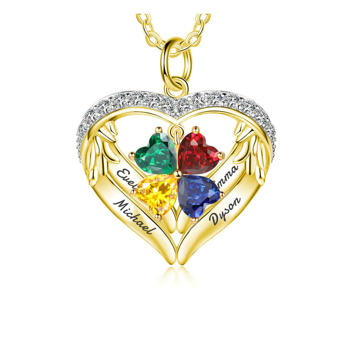 Collar de circonita cúbica con nombre grabado y piedra de nacimiento personalizada de Olivenorma