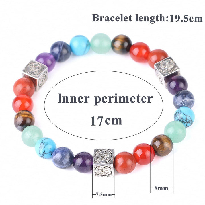 Pulsera de yoga de 7 chakras con cuentas multicolor de Olivenorma