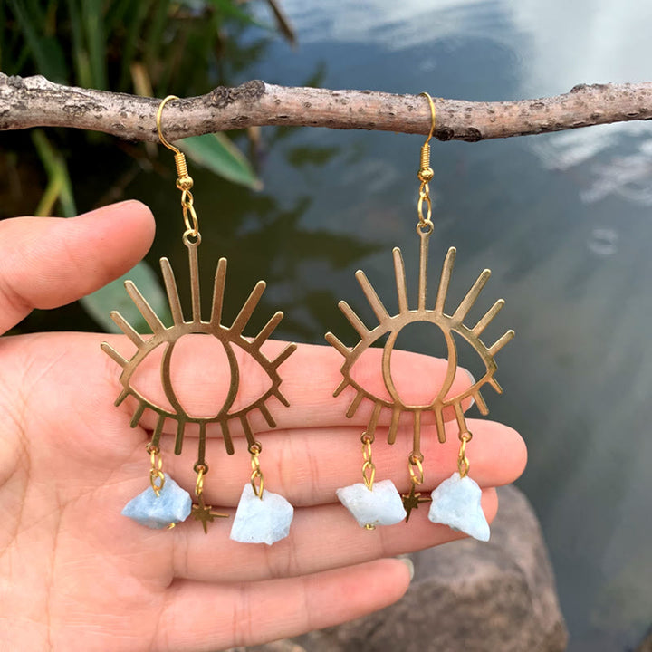 Pendientes de cristal con colgante de estrella y lágrimas de mal de ojo de Olivenorma