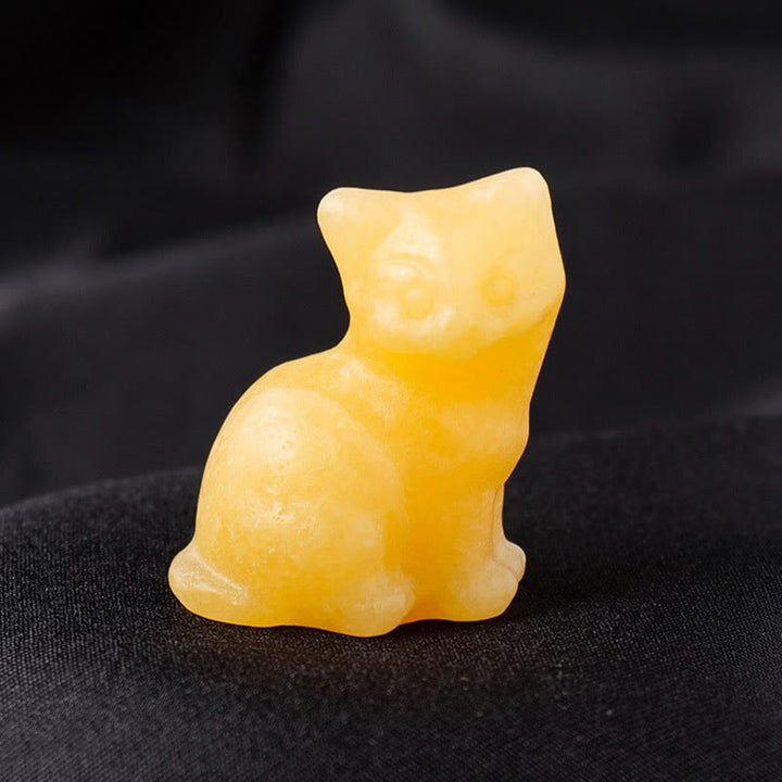 Adorno con piedra preciosa tallada en forma de gato de la suerte de cristal natural de Olivenorma
