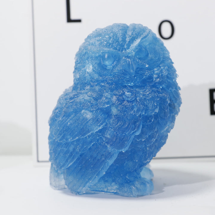 Adorno de piedra preciosa tallada en forma de búho de cristal natural de Olivenorma