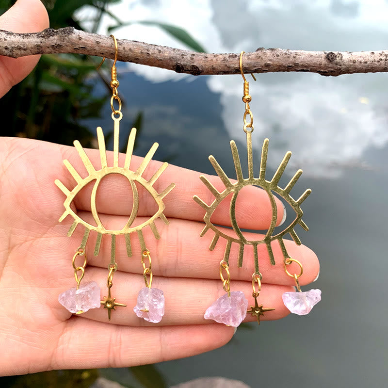 Pendientes de cristal con colgante de estrella y lágrimas de mal de ojo de Olivenorma