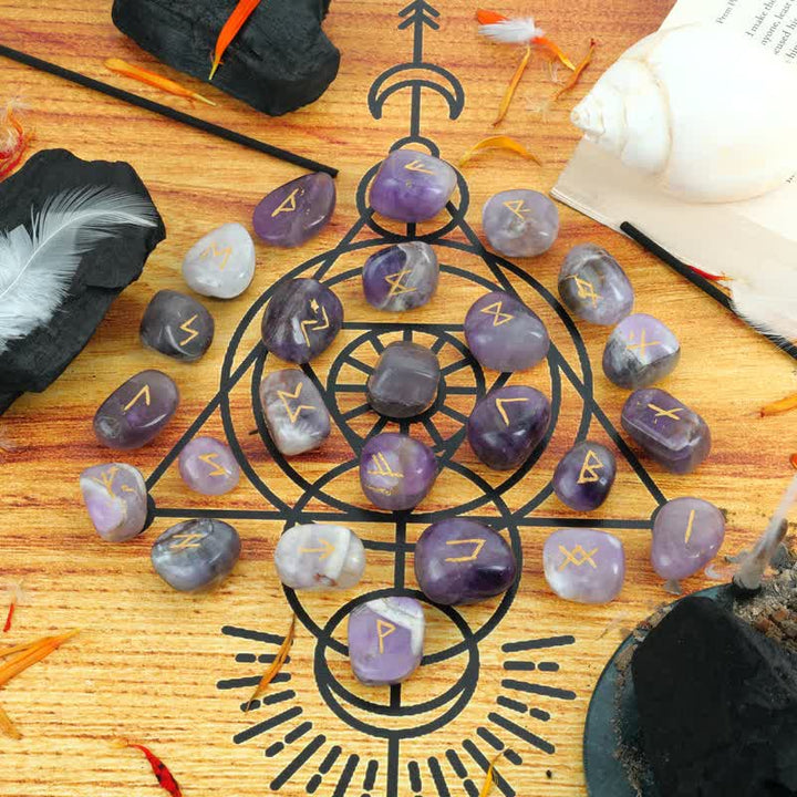 Piedra preciosa tallada con alfabeto rúnico de Olivenorma, equilibrio de piedra, decoración