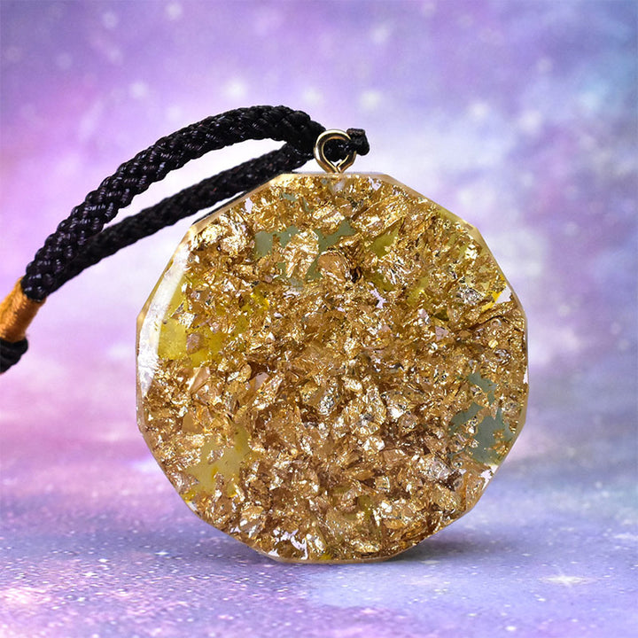Collar con símbolo del cubo de Metatrón de aventurina verde y cristal transparente de Olivenorma 
