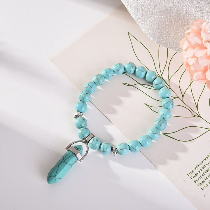 Pulsera con colgante de prisma hexagonal de cristal de 8 mm de Olivenorma