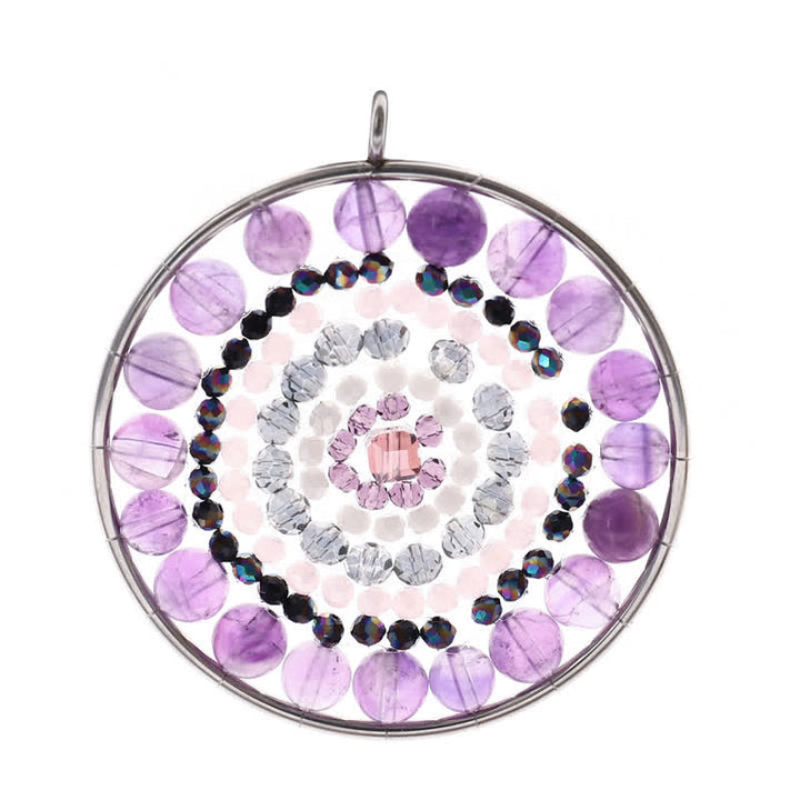 Collar con colgante de cristal redondo con flor de datura de Olivenorma