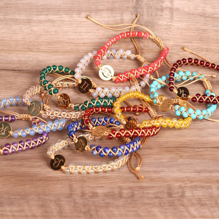 Pulsera envolvente de equilibrio curativo con cristales del zodíaco de Olivenorma 