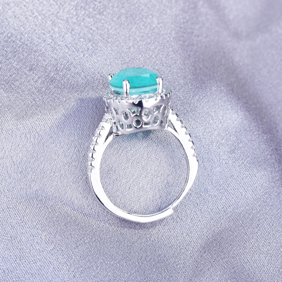 Anillo de compromiso ajustable con turmalina Paraiba ovalada grande de Olivenorma