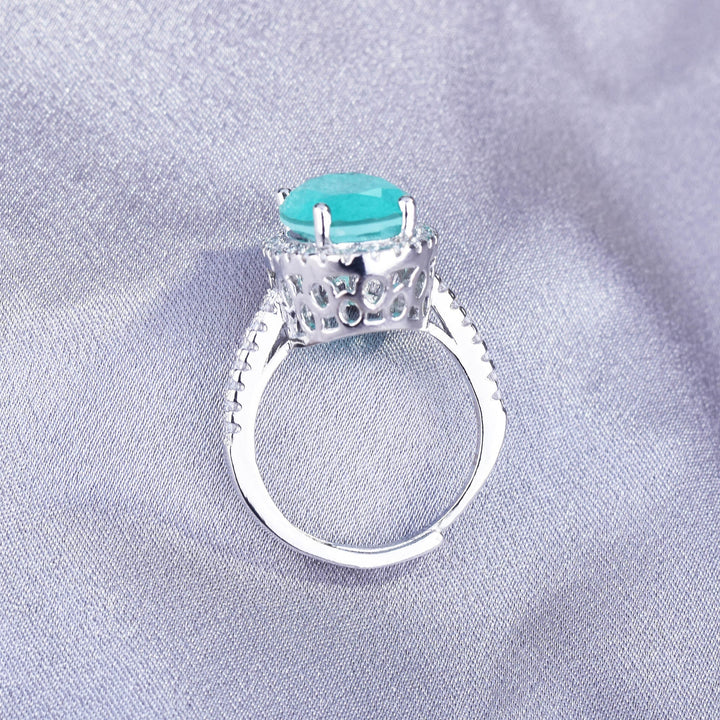 Anillo de compromiso ajustable con turmalina Paraiba ovalada grande de Olivenorma