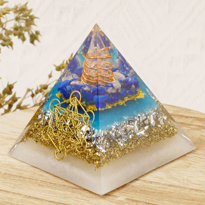 Pirámide de orgón Cubo de Metatrón Lapislázuli Olivenorma