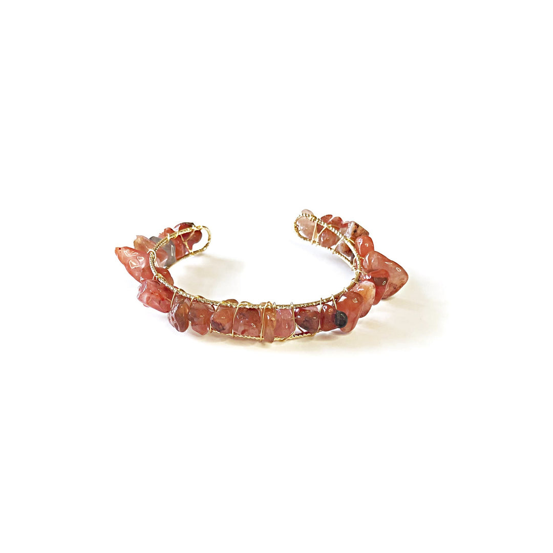 Pulsera de alambre enrollado con cuentas de grava de cristal natural de Olivenorma