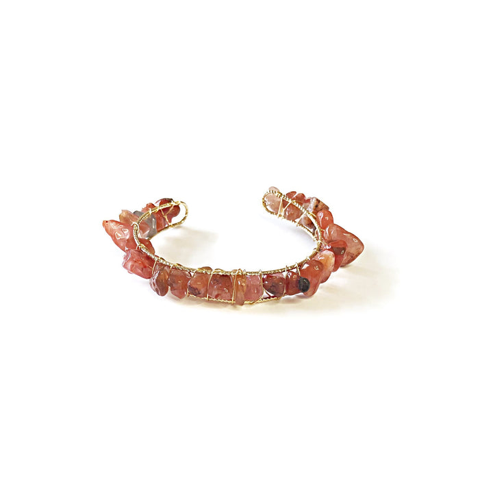Pulsera de alambre enrollado con cuentas de grava de cristal natural de Olivenorma