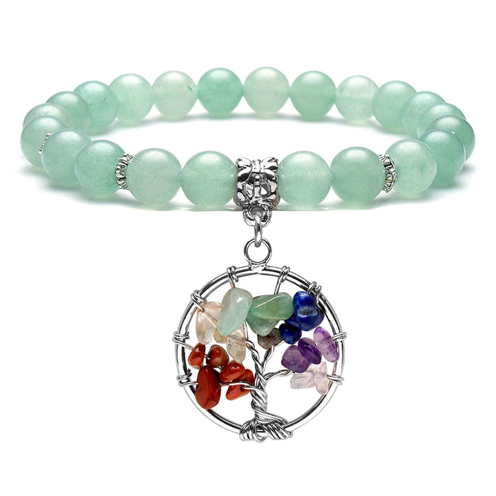Pulsera de amatista con el árbol de la vida de los chakras.
