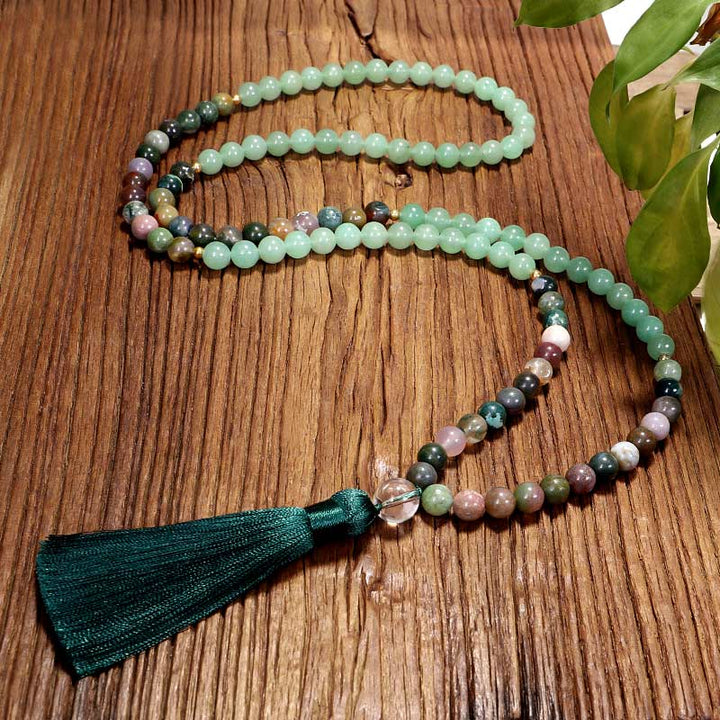 Collar y pulsera de ágata india con aventurina verde de Olivenorma 