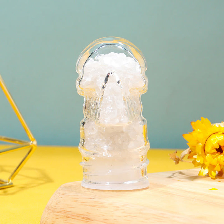 Botella de agua con decoración de cristal con forma de calavera de Olivenorma.