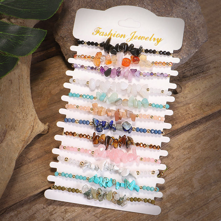 Pulsera de hilo de grava con cristales de Bohemia de Olivenorma 