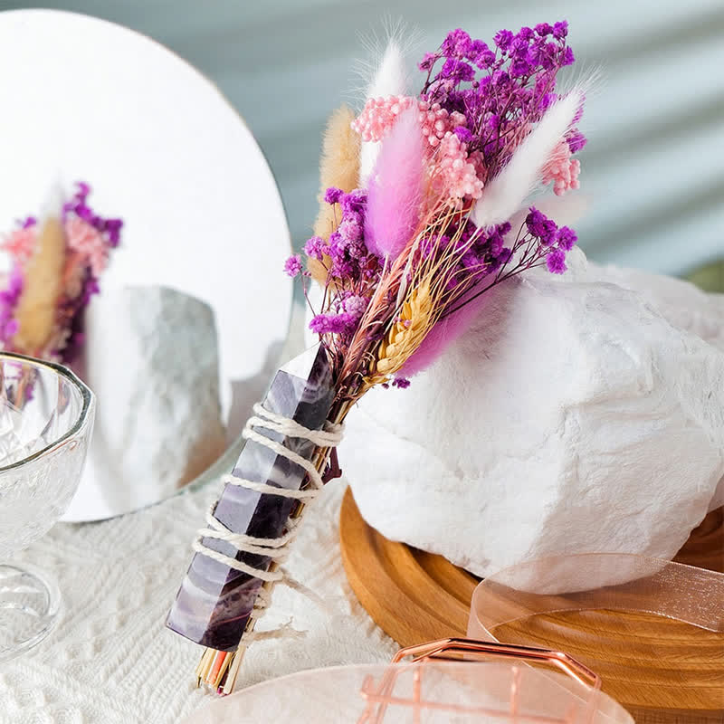 Varitas de cristal natural con ramo eterno de Olivenorma