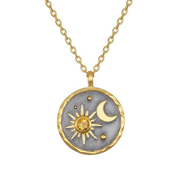 Collar con piedra natal de sol y luna "Día y noche" de Olivenorma