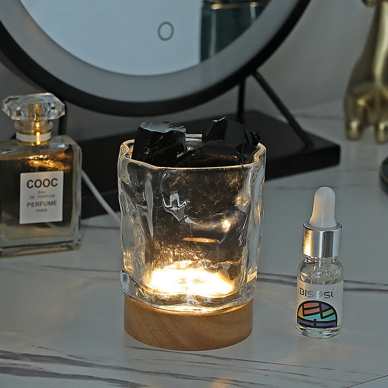 Lámpara de aromaterapia con aceite esencial de cristal con piedra de vidrio irregular de Olivenorma